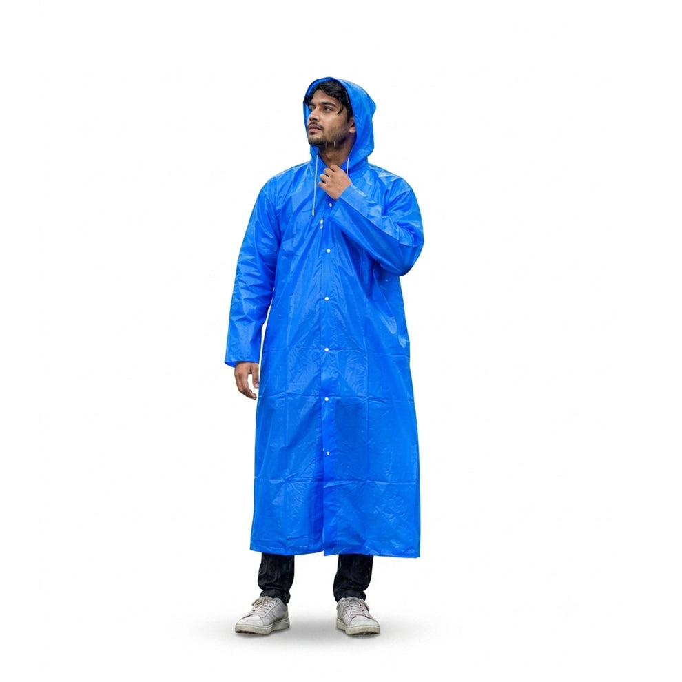 Blue EVA Hooded Rain Coat for Men & Women Monsoon Wear