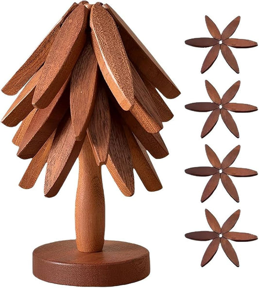 Collapsible Wooden Trivet Set (4-in-1)