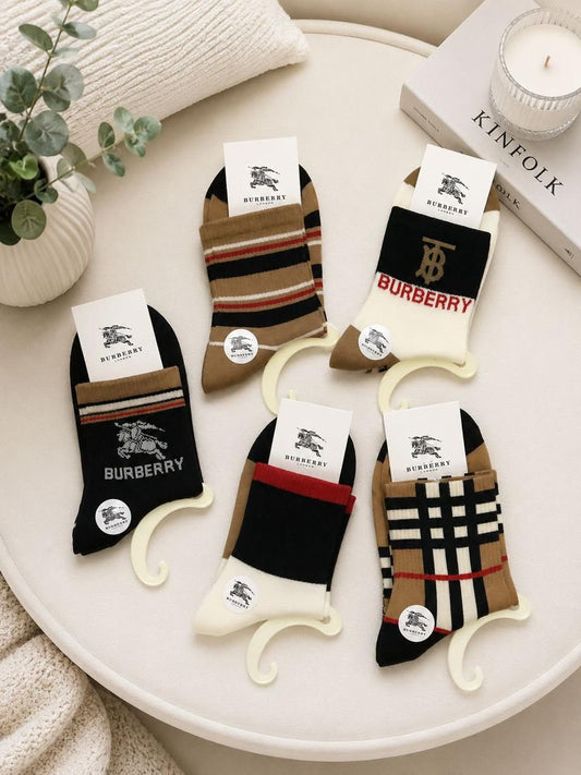 Burberry Premium Cotton Socks 5 Combo Pair