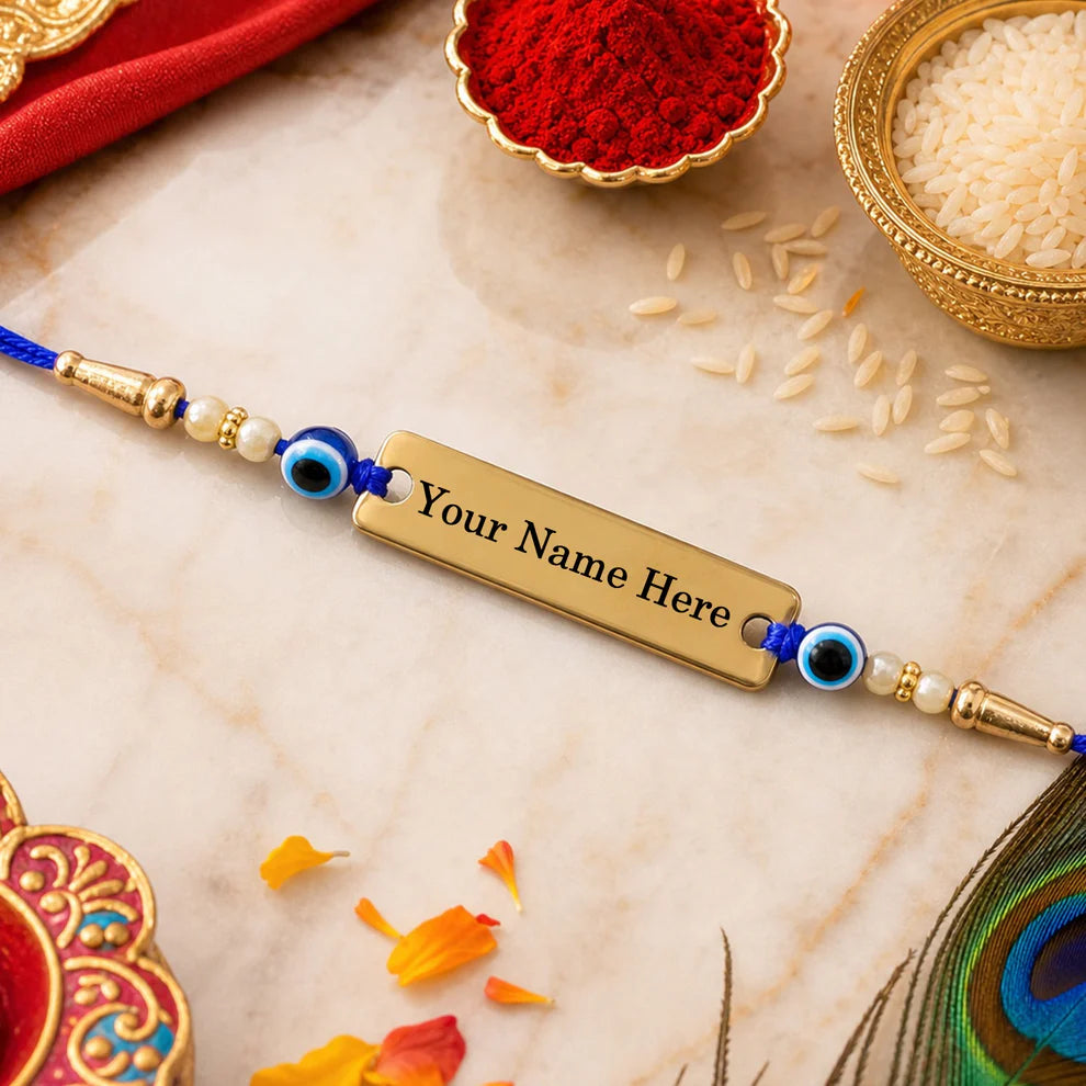 Customized Golden Nameplate Rakhi
