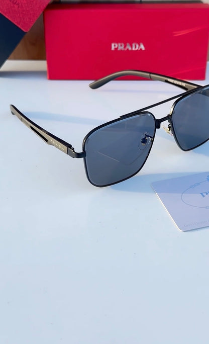 PRADA Noir 55 — Signature Metal Frame
