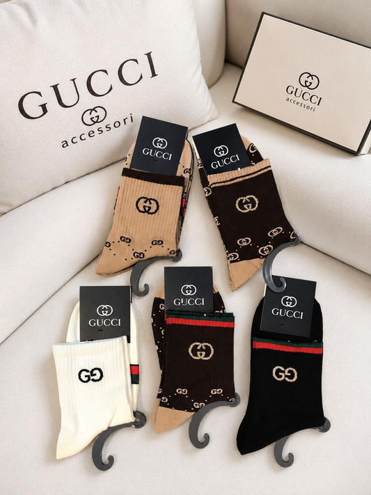 Gucci Premium Cotton Socks 5 Pairs Combo