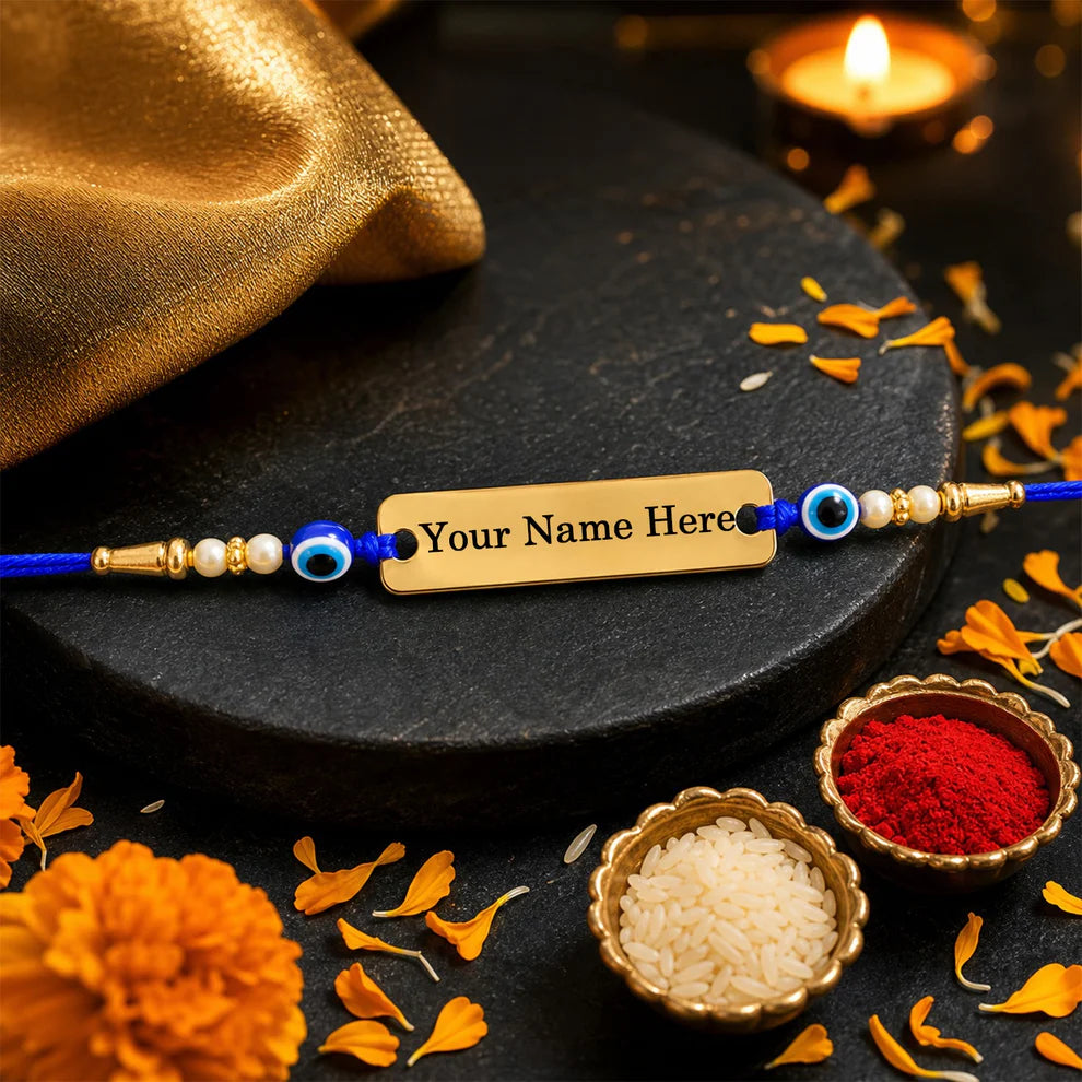 Customized Golden Nameplate Rakhi