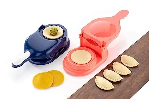 2-in-1 Gujiya & Dumpling Maker - Easy-to-Use Plastic Manual Kitchen Gadget for Effortless Molding - Ideal for Home Cooking & Festive Treats - Lightweight & Easy to Clean