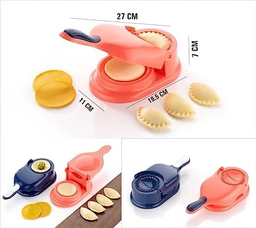 2-in-1 Gujiya & Dumpling Maker - Easy-to-Use Plastic Manual Kitchen Gadget for Effortless Molding - Ideal for Home Cooking & Festive Treats - Lightweight & Easy to Clean