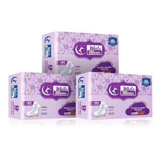 Fluffy Trifold Series Flow Guard Night 320MM Sanitary Pads 7 Pcs Pack of 3