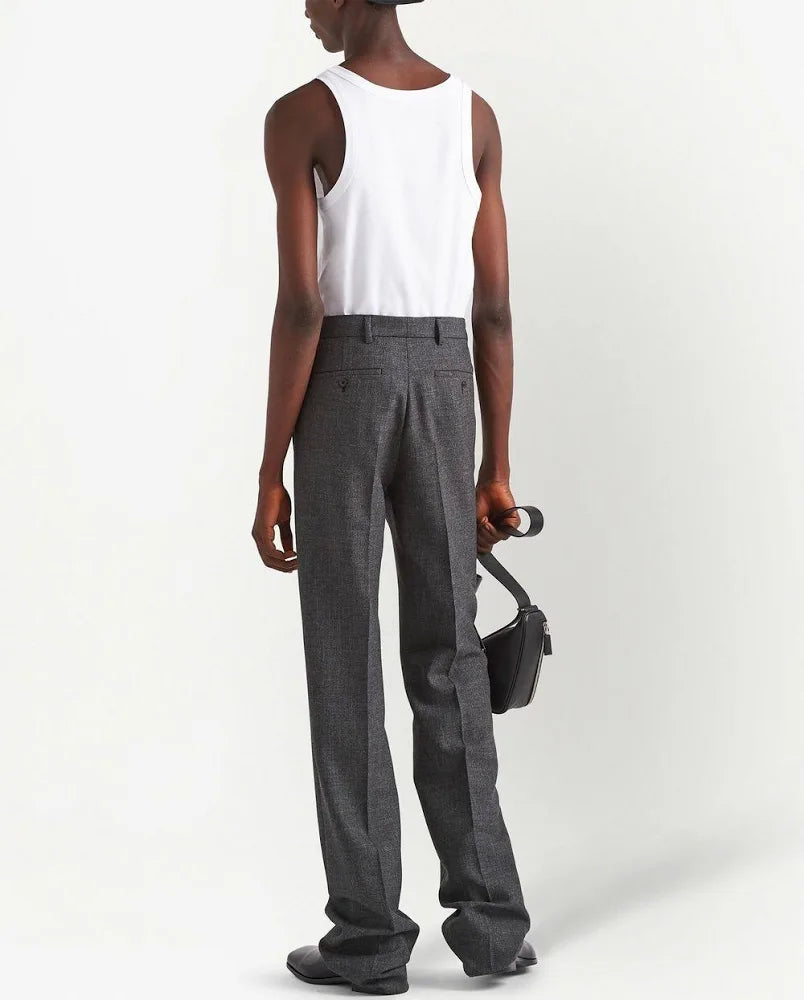 Prada triangle-logo cotton tank top