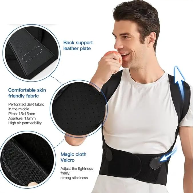 Posture Corrector For Men & Women | Webbing Design Back Straight Belt | Back Shoulder Spine Belt | Backbone Straight Belt For Back Pain | Back Straightener Support