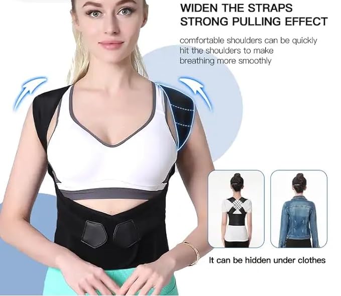 Posture Corrector For Men & Women | Webbing Design Back Straight Belt | Back Shoulder Spine Belt | Backbone Straight Belt For Back Pain | Back Straightener Support