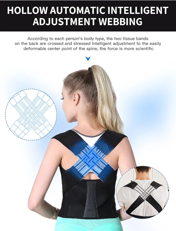 Posture Corrector For Men & Women | Webbing Design Back Straight Belt | Back Shoulder Spine Belt | Backbone Straight Belt For Back Pain | Back Straightener Support