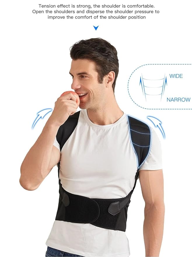 Posture Corrector For Men & Women | Webbing Design Back Straight Belt | Back Shoulder Spine Belt | Backbone Straight Belt For Back Pain | Back Straightener Support