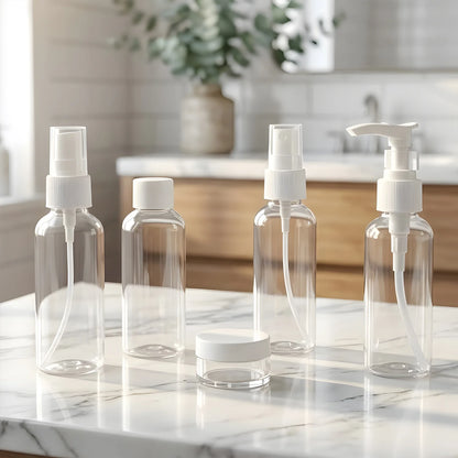 Travel Cosmetic Bottle Set – 5-in-1 Refillable Toiletry Containers