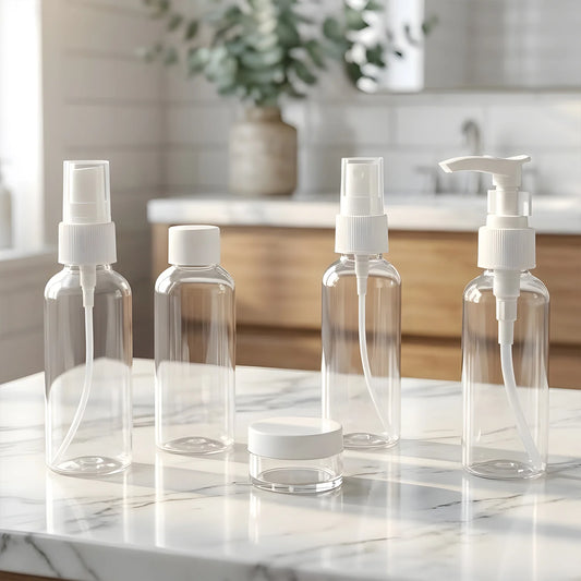 Travel Cosmetic Bottle Set – 5-in-1 Refillable Toiletry Containers