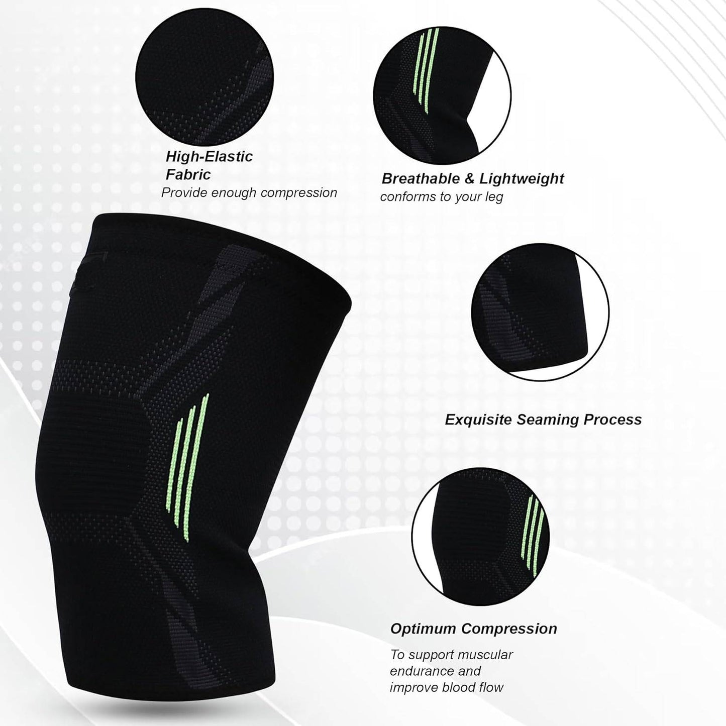 Knee support - bamboo compression knee cap for Pain Relief, Gym Squat Running Cycling Jogging Workout For Men and Women