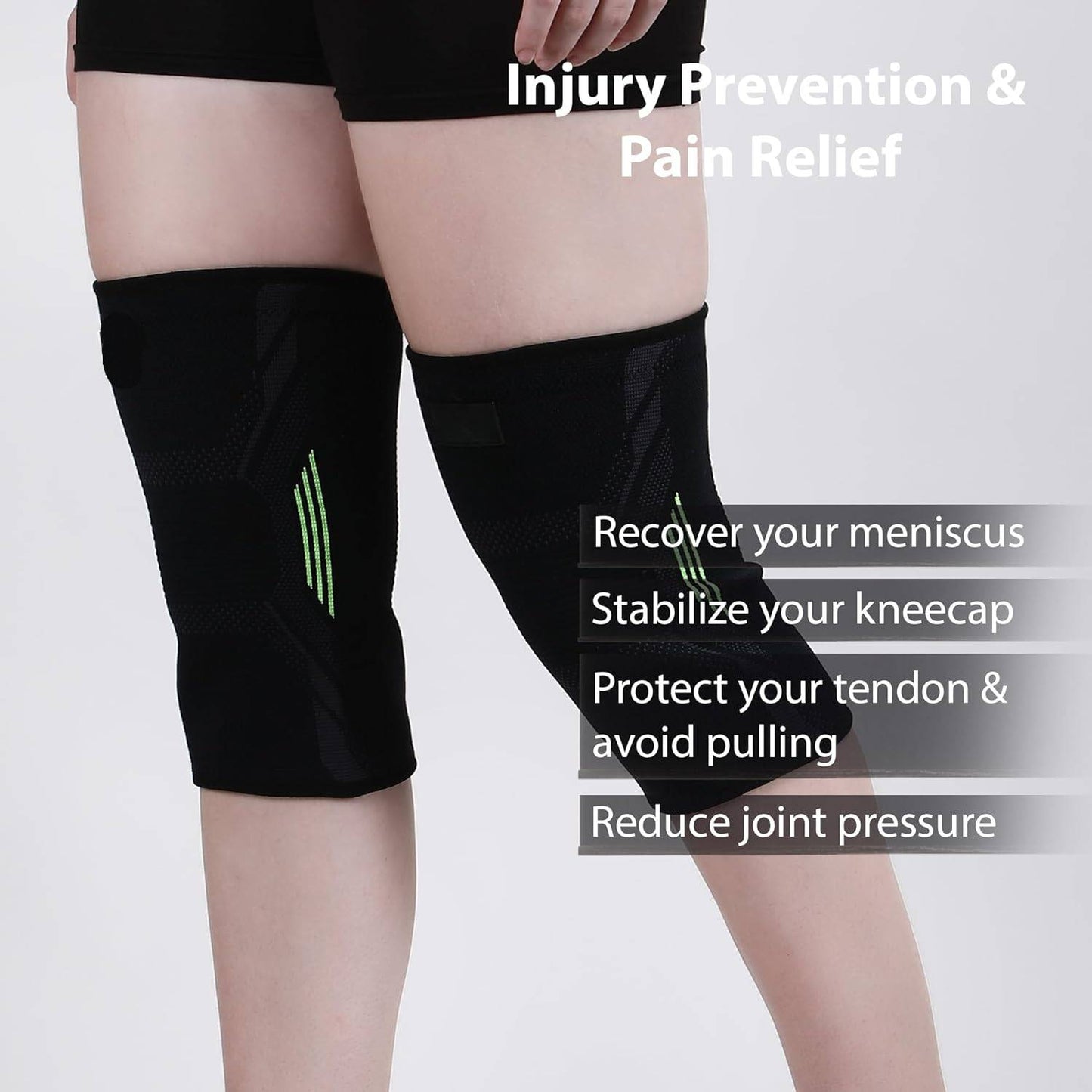 Knee support - bamboo compression knee cap for Pain Relief, Gym Squat Running Cycling Jogging Workout For Men and Women