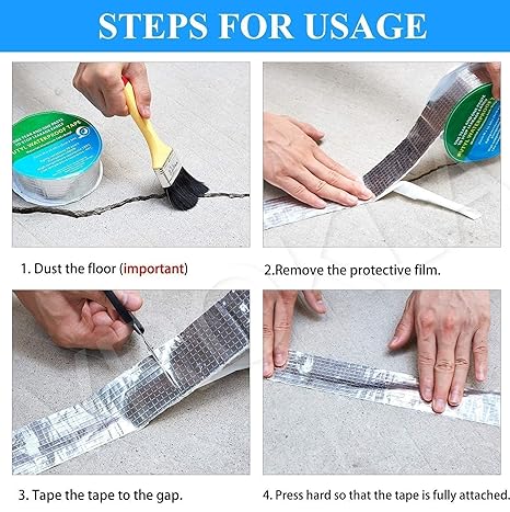 Waterproof Repair Tape for Pipe Leakage Roof Water Leakage Solution Aluminium Foil Tape Waterproof Adhesive Sealing Butyl Rubber Tape for Surface Crack (5cmx5m) (Silver)