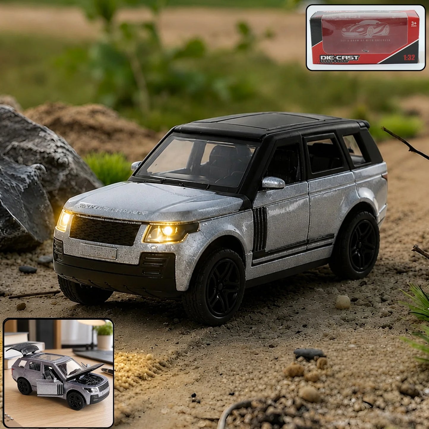 Light and Sound Metal Pull Back Car Toy,SUV Model for Kids