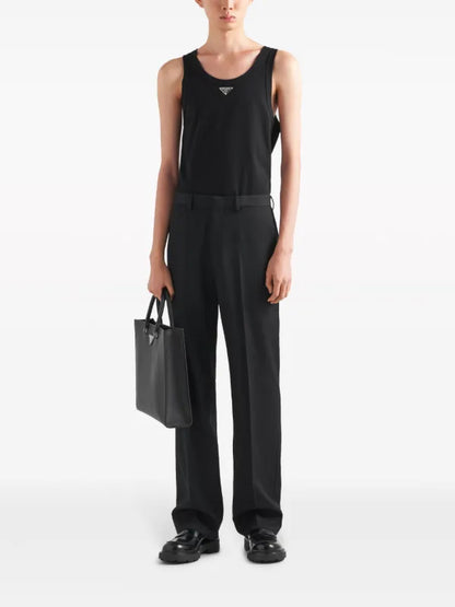Prada triangle-logo cotton tank top