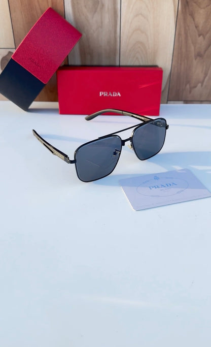 PRADA Noir 55 — Signature Metal Frame