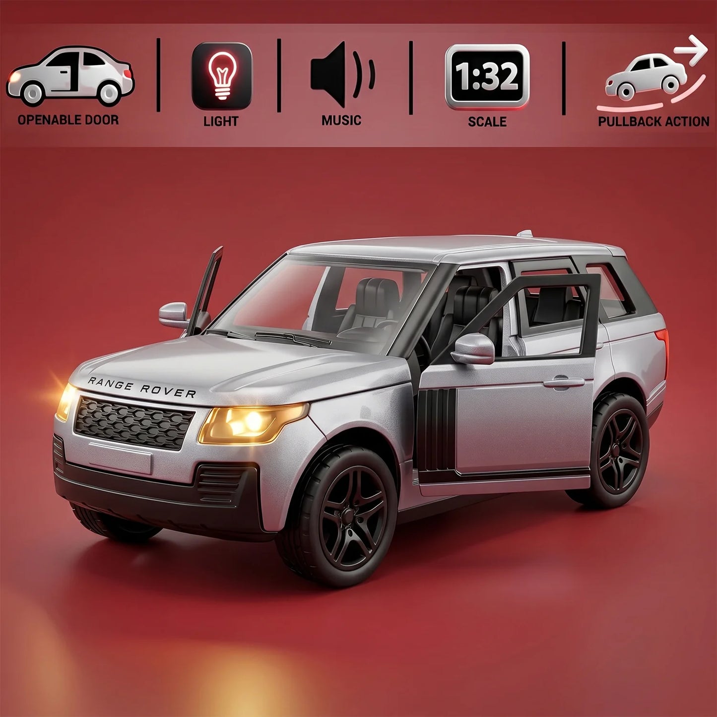 Light and Sound Metal Pull Back Car Toy,SUV Model for Kids