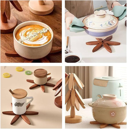 Collapsible Wooden Trivet Set (4-in-1)