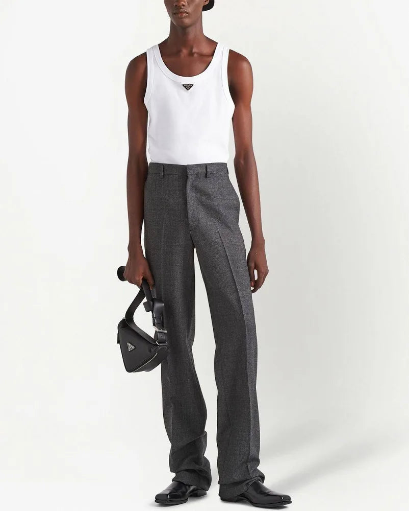 Prada triangle-logo cotton tank top