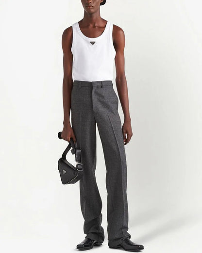 Prada triangle-logo cotton tank top