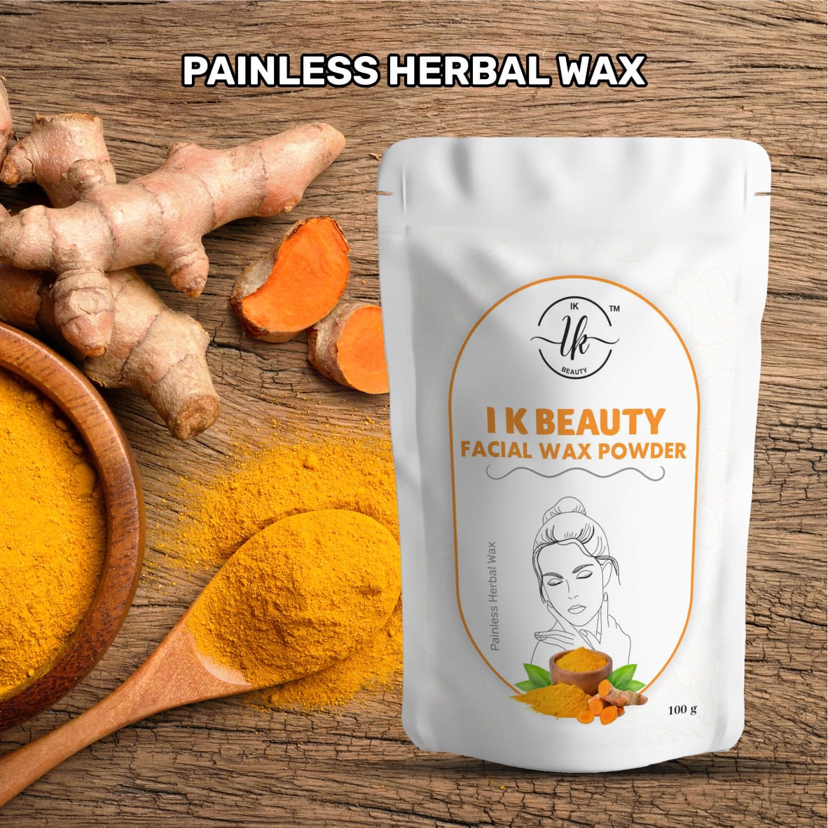 Turmeric Facial Wax Powder, 5 min Painless Natural Face Hair Removal Waxing Powder All Hair & Skin Types Hands, Legs, Underarms, Bikini Area (WAX2, WAXX2)