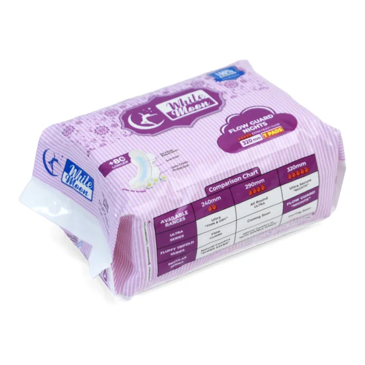 Fluffy Trifold Series Flow Guard Night 320MM Sanitary Pads 7 Pcs Pack of 3