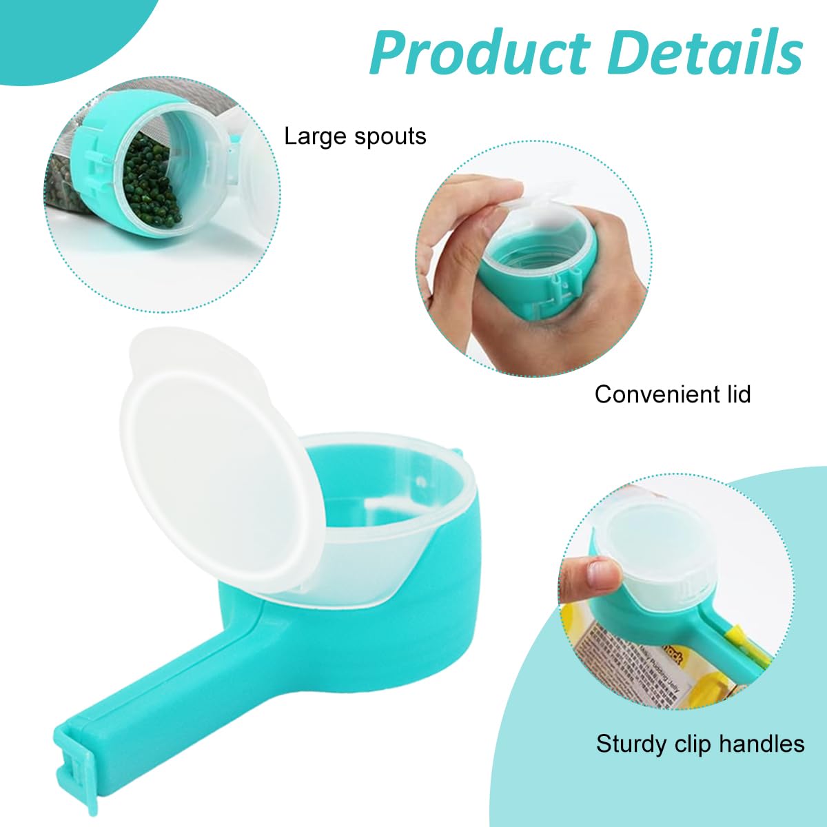 4Pcs Bag Clips for Food Sealing Lid