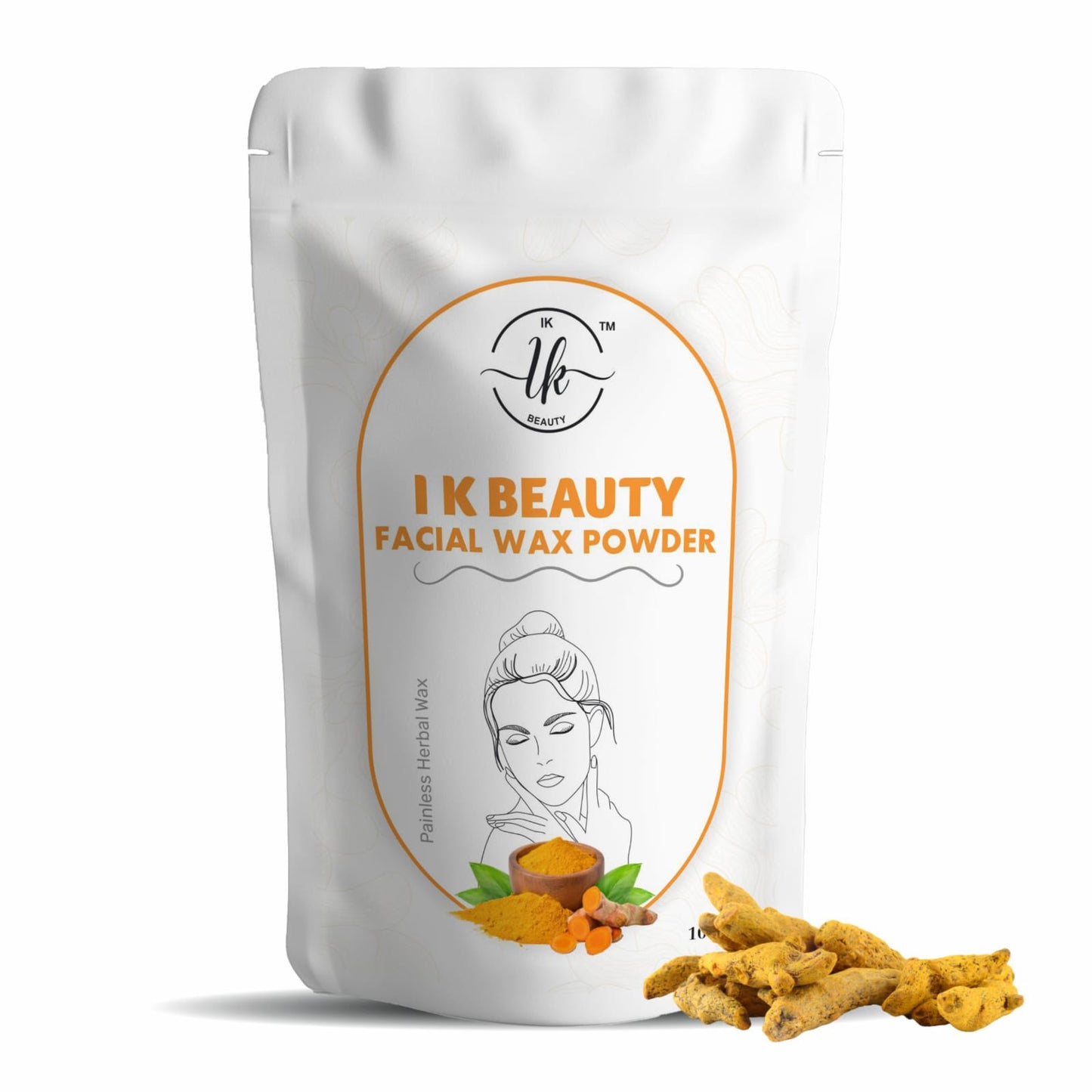 Turmeric Facial Wax Powder, 5 min Painless Natural Face Hair Removal Waxing Powder All Hair & Skin Types Hands, Legs, Underarms, Bikini Area (WAX2, WAXX2)