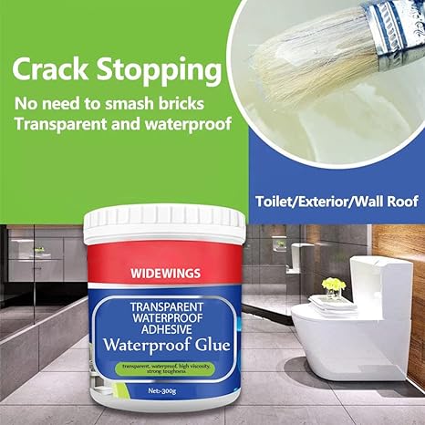 Transparent Waterproof Glue 300g with Brush, Leakage Protection Outdoor Bathroom Wall Tile Window Roof, Anti-Leakage Agent, Sealant Glue, Roof Sealant Waterproof Gel