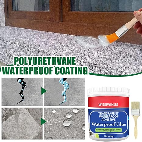 Transparent Waterproof Glue 300g with Brush, Leakage Protection Outdoor Bathroom Wall Tile Window Roof, Anti-Leakage Agent, Sealant Glue, Roof Sealant Waterproof Gel