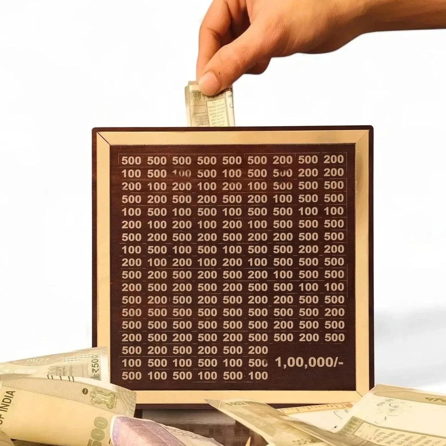 Premium Wooden ₹1 Lakh Savings Challenge Box