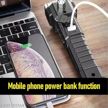 Rechargeable LED Torch – Emergency Hammer & Glass Cutter