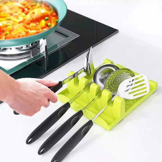 Multi-Slot Kitchen Spoon Rest and Lid Holder
