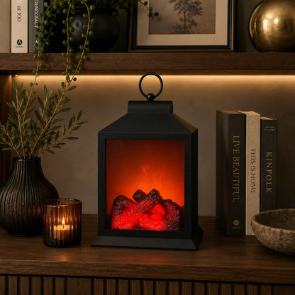 LED Fireplace Lantern with Realistic Flame Effect