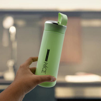 light green glass and plastic water bottle(400ml)