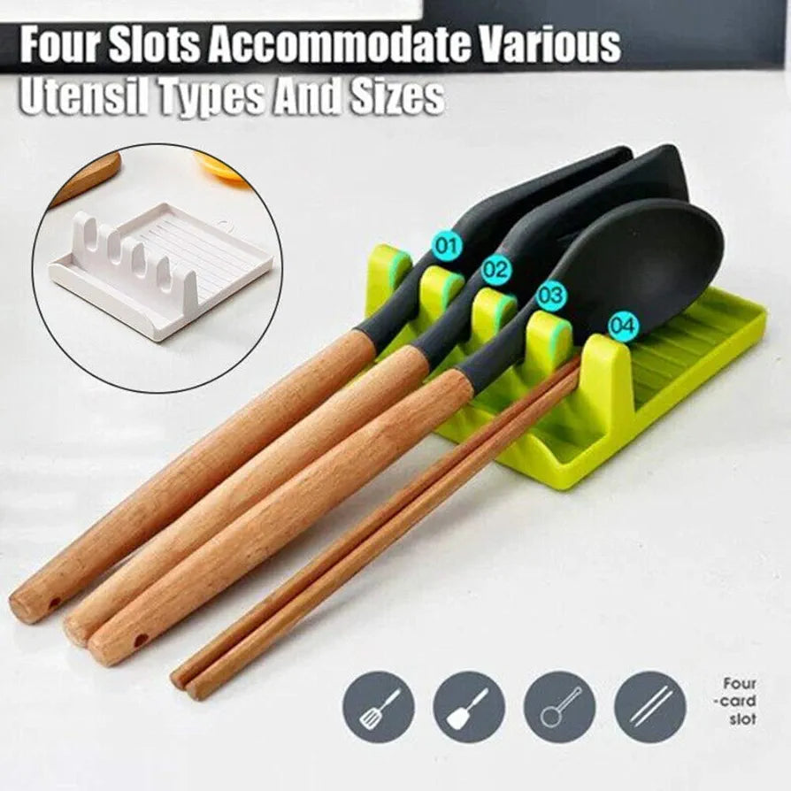 Multi-Slot Kitchen Spoon Rest and Lid Holder