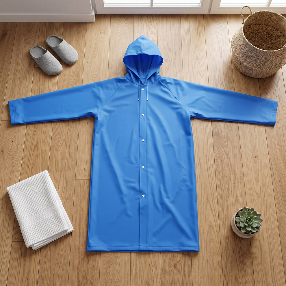 Blue EVA Hooded Rain Coat for Men & Women Monsoon Wear