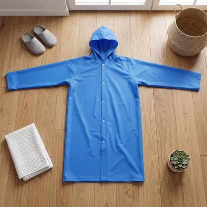 Blue EVA Hooded Rain Coat for Men & Women Monsoon Wear