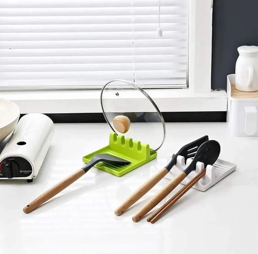 Multi-Slot Kitchen Spoon Rest and Lid Holder
