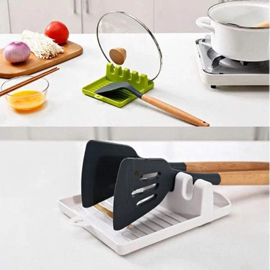 Multi-Slot Kitchen Spoon Rest and Lid Holder